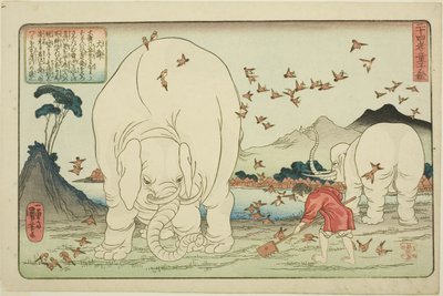 Dashun (Taishun), uit de serie "Vierentwintig voorbeelden van kinderlijke vroomheid als spiegel voor kinderen (Nijushiko doji kagami)" door Utagawa Kuniyoshi