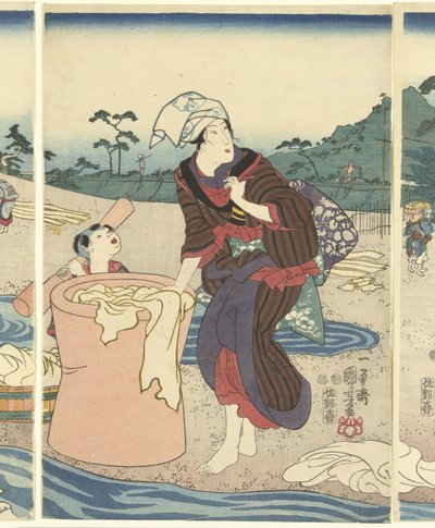 De Chofu Tama rivier in de provincie Musashi door Utagawa Kuniyoshi