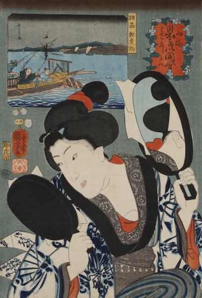 Vissen op bonito in de provincie Sagami, uit de serie Voorspoedige verlangens op land en zee, 1852 door Utagawa Kuniyoshi