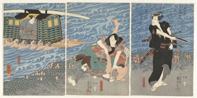 Gevecht langs de oever van de Oi rivier door Utagawa Kuniyoshi