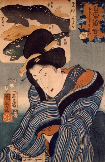 Ik wou dat hij hier was, vrouw uit de provincie Iki door Utagawa Kuniyoshi