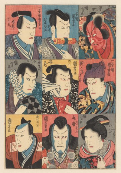 Ichikawa Danjūrō VIII in acht verschillende rollen door Utagawa Kuniyoshi