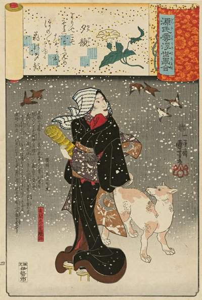 ‘Dame van de Avondgezichten’ Yugao: Yazama’s Vrouw Orie Yazama-shi no shitsu Orie, 1845-46 door Utagawa Kuniyoshi