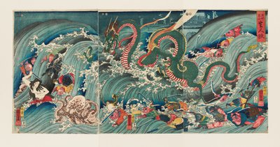 Levensechte poppen in de Inner Temple in Asakusa door Utagawa Kuniyoshi