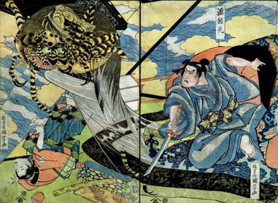 Minamoto no Yorimitsu Serie: Ongetitelde serie van krijgersprenten uitgegeven door Nishimuraya, ca.1816-17 door Utagawa Kuniyoshi