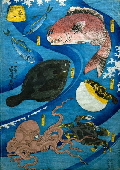 Geesten van Vissen (Uo no kokoro), c.1842 door Utagawa Kuniyoshi