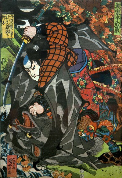 Miyamoto Musashi Serie: Ongetitelde serie van krijgersprenten uitgegeven door Kawaguchi, ca.1827-27 door Utagawa Kuniyoshi