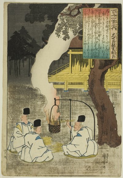 Onakatomi no Yoshinobu Ason, uit de serie "Honderd Gedichten van Honderd Dichters (Hyakunin isshu no uchi)" door Utagawa Kuniyoshi