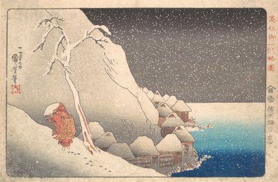 Priester Nichiren in Ballingschap op Sado Eiland, ca. 1830 door Utagawa Kuniyoshi