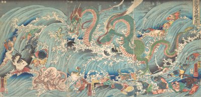 Het gestolen juweel terughalen uit het paleis van de drakenkoning, 1853 door Utagawa Kuniyoshi