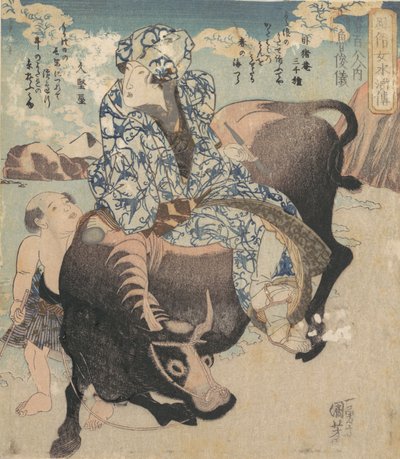 Roshungi Chinees, Lu Zhunyi als een vrouw met een pijp rijdend op een buffel door Utagawa Kuniyoshi