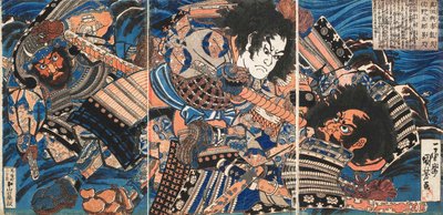 Sanada no Yoichi Yoshihisa en Matano no Goro Kagehisa, ca. 1835 door Utagawa Kuniyoshi