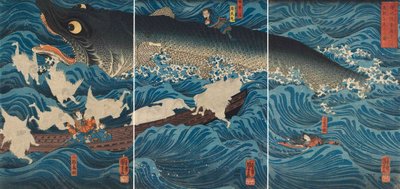 Sanuki no in kenzoku o shite Tametomo wo sukuu zu, 1851 door Utagawa Kuniyoshi
