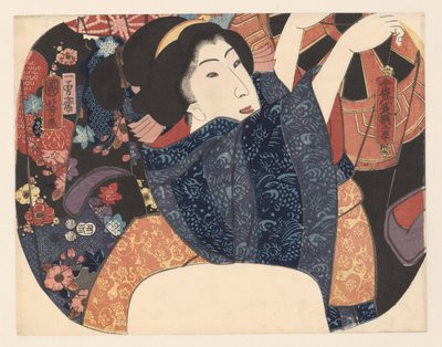 Zomerse luchting van kleren door Utagawa Kuniyoshi
