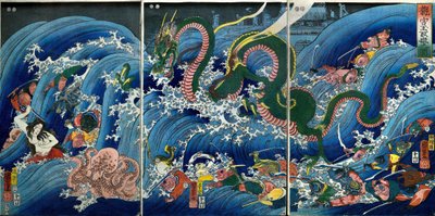 Tamatori-hime steelt de Heilige Juweel uit het Drakenpaleis door Utagawa Kuniyoshi