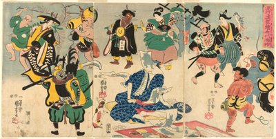 Het Buitengewone Verschijnsel van de Populaire Otsu Afbeelding (Tokini otsue kidai no maremono) door Utagawa Kuniyoshi