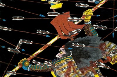 De slag bij Shijō Nawate, ca. 1857 door Utagawa Kuniyoshi