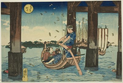 Tsukuda-eiland (Tsukudajima), uit de serie "Beroemde Plaatsen in de Oostelijke Hoofdstad (Toto meisho)" door Utagawa Kuniyoshi