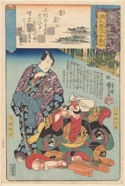 Ukiyo e parallels to the cloudy chapters of the Genji door Utagawa Kuniyoshi