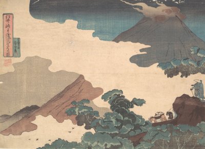 Uitzicht op Mt. Asama vanaf de Usui Pas, ca. 1850 door Utagawa Kuniyoshi