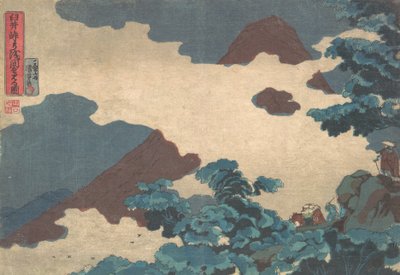Uitzicht op Mt. Asama vanaf de Usui Pas, ca. 1850 door Utagawa Kuniyoshi