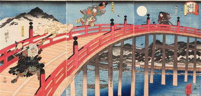 Yoshitsune ichidaiki Gojo-no-hashi no zu, ca. 1839 door Utagawa Kuniyoshi