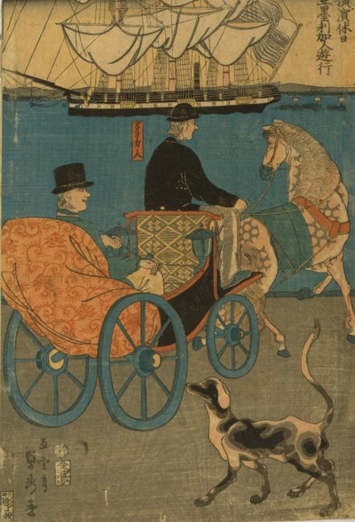 Amerikanen genieten van zondag in Yokohama, 1861 door Utagawa Sadahide
