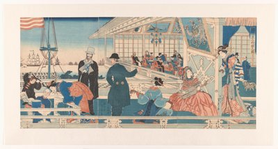 Amerikaans handelshuis in Yokohama door Utagawa Sadahide
