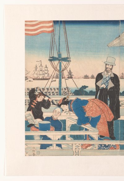 Amerikaans handelshuis in Yokohama door Utagawa Sadahide