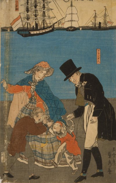Nederlanders maken een zondagse wandeling in Yokohama, 1871 door Utagawa Sadahide