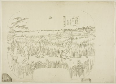 Sleutelblok voor een prent uit de serie "Toto meisho" (Beroemde gezichten op de oostelijke hoofdstad) door Utagawa Sadahide