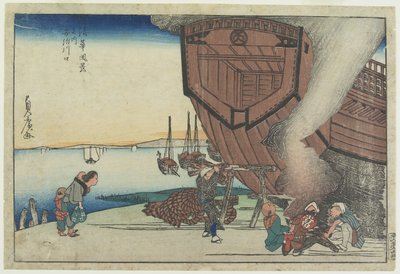Bij de monding van de Aji-rivier, 19e eeuw door Utagawa Sadahiro