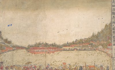 Perspectiefprint: Shinobazu Vijver door Utagawa Toyoharu