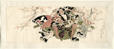 Een krijger met een stokpaard door Utagawa Toyohiro