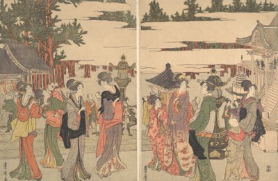 Horinouchi Myo-ho-ji Eho Mairi no Zu, ca. 1804 door Utagawa Toyohiro