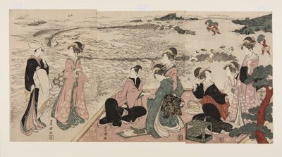 Een picknick aan de kust door Utagawa Toyokuni