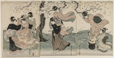 Kersenbloesems in de Wind door Utagawa Toyokuni