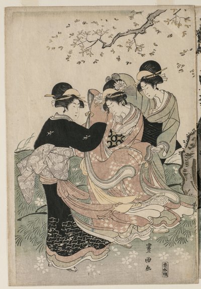 Kersenbloesem in de wind door Utagawa Toyokuni