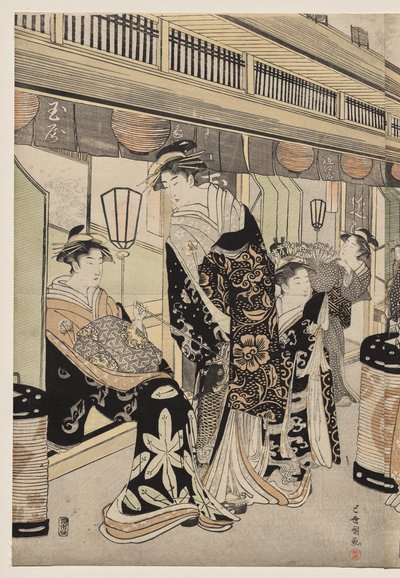 Courtisanes Wandelen op de Nakanochō door Utagawa Toyokuni