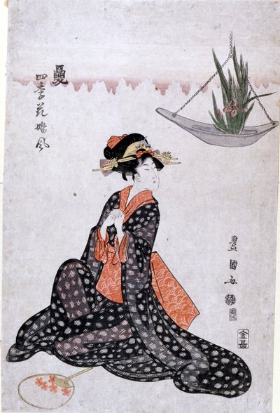 Bloemen van de vier seizoenen koel als meisjes door Utagawa Toyokuni
