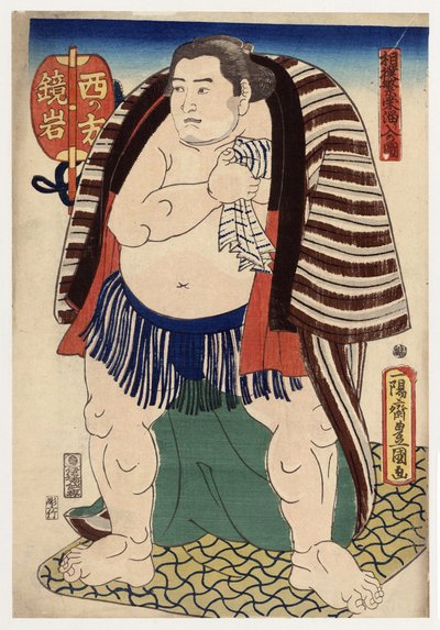 Portret van de sumoworstelaar Kagamiiwa van de westkant door Utagawa Toyokuni