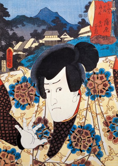 Portret van Kabuki theateracteur, ukiyo-e kunstdruk door Utagawa Toyokuni, houtsnede, Japanse beschaving, Edo periode door Utagawa Toyokuni
