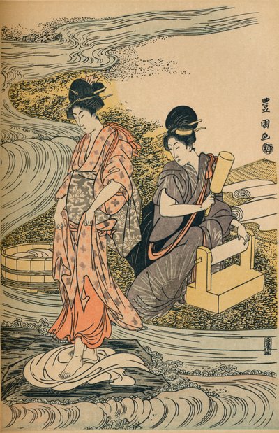 Linnen Wassen, ca. 1800 door Utagawa Toyokuni