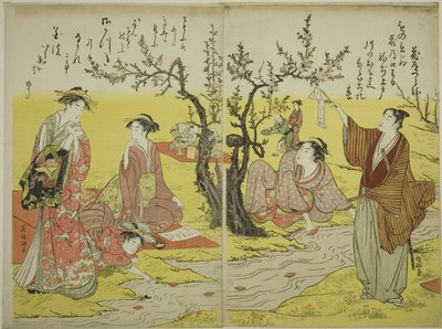 Een kronkelend stroomfeest (Kyokusui no en) door Utagawa Toyokuni I