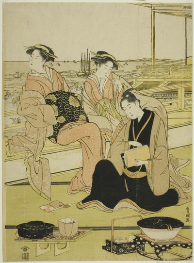 Uitzicht op de Baai bij Shinagawa door Utagawa Toyokuni I