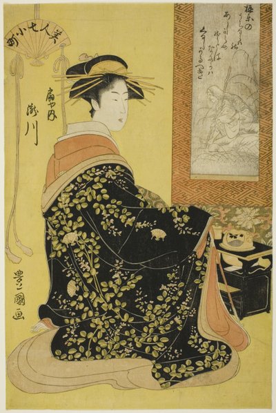 De courtisane Takikawa van Ogiya, uit de serie Zeven mooie Komachi (Bijin nana Komachi) door Utagawa Toyokuni I