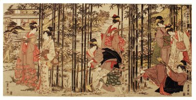 De vijfde maand, een set van drie (Gogatsu sambukutsui), uit de serie "Twaalf maanden door de dubbele penselen van Toyohiro en Toyokuni (Toyohiro Toyokuni ryoga juni ko)" door Utagawa Toyokuni I