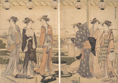 De Vier Seizoenen in Zuid-Edo: Een Zomers Tafereel Minami shiki, Natsu [no] kei door Utagawa Toyokuni I