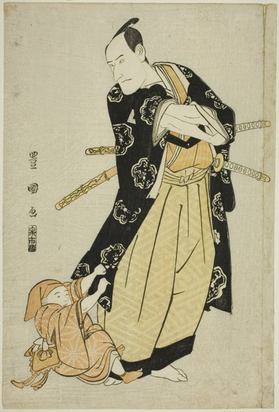 De acteur Ichikawa Danjuro VI en een jongen door Utagawa Toyokuni I