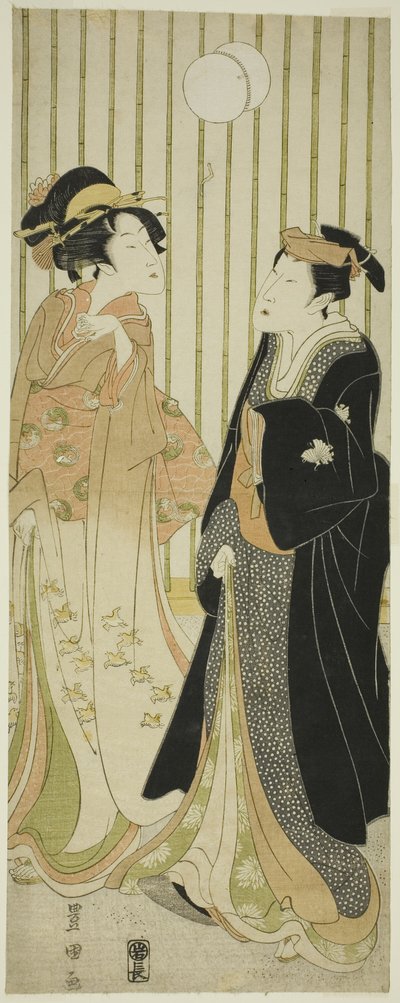 De acteur Segawa Kikunojo en een jonge vrouw die een bal schopt door Utagawa Toyokuni I